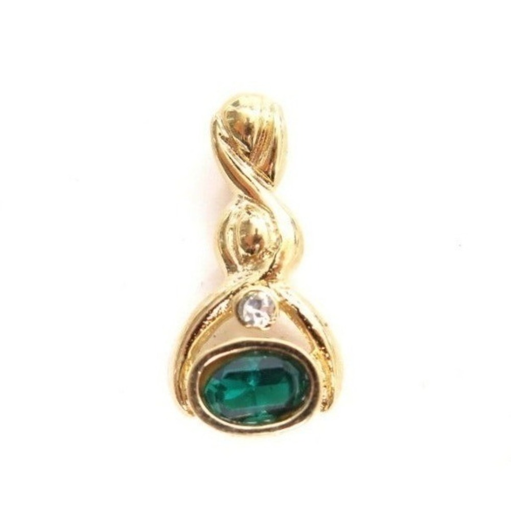 Emerald Green Rhinestone‎ Gold Pendant